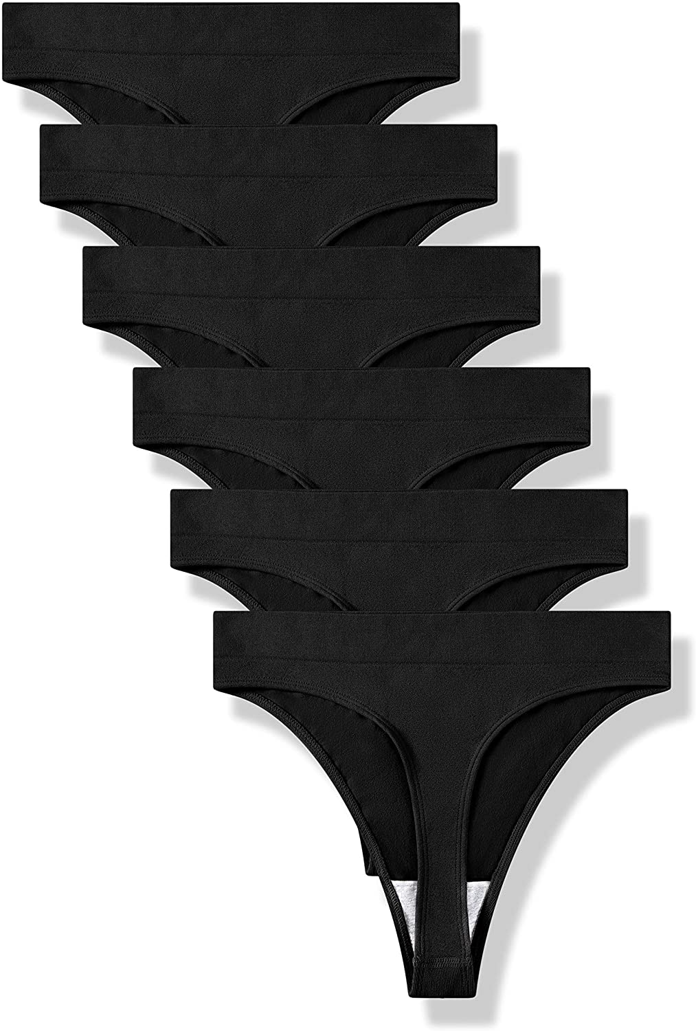 GRANKEE Women's Breathable Seamless Thong Panties No Show Underwear Pack Apparel & Accessories > Clothing > Underwear & Socks > Underwear GRANKEE Black 6 Pack Small