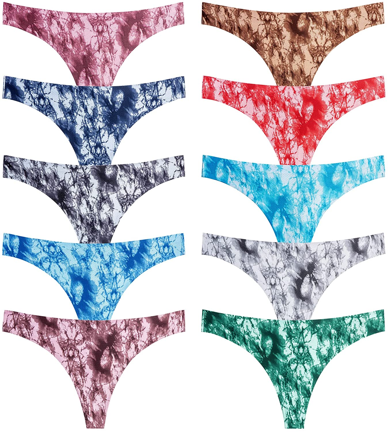 Thong Underwear for Women,No Show Breathable Cotton Womens Thongs Underwear Seamless Thongs for Women Apparel & Accessories > Clothing > Underwear & Socks > Underwear QOVOQ 10 Pack - Multicolored B Large