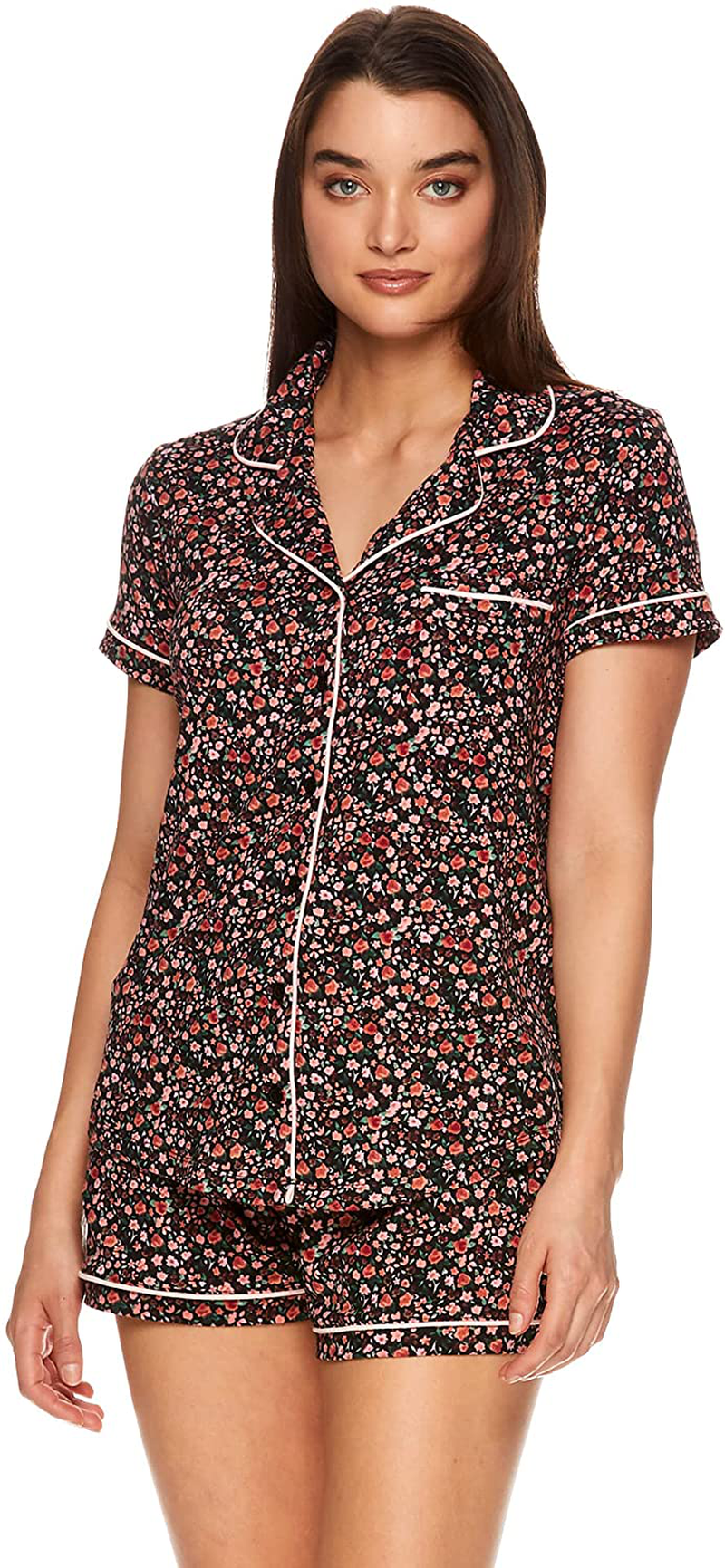 Nanette Lepore Womens Button Down Pajama Shirt and Elastic Waist Shorts Bridesmaid PJ Lounge Set Apparel & Accessories > Clothing > Sleepwear & Loungewear > Pajamas Nanette Lepore