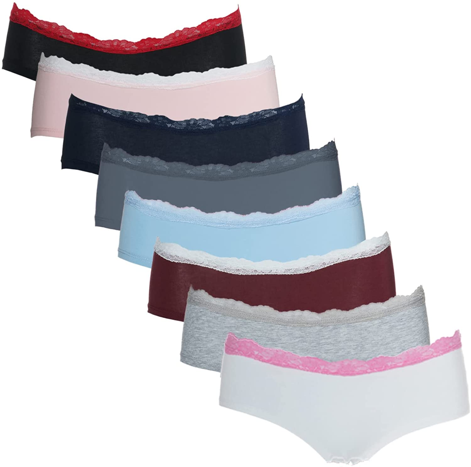Emprella Womens Lace Underwear Hipster Panties Cotton-Spandex-8 Pack Colors and Patterns May Vary,Assorted Apparel & Accessories > Clothing > Underwear & Socks > Underwear Emprella Assortment 3 Large