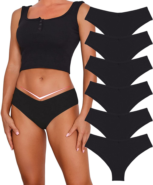 Cutebyte 6 Pack Womens Cotton Underwear Sexy Breathable High Cut Panties Low Rise Cotton Cheeky Hipster S-XXL Apparel & Accessories > Clothing > Underwear & Socks > Underwear CUTE BYTE 6 Pack C XX-Large