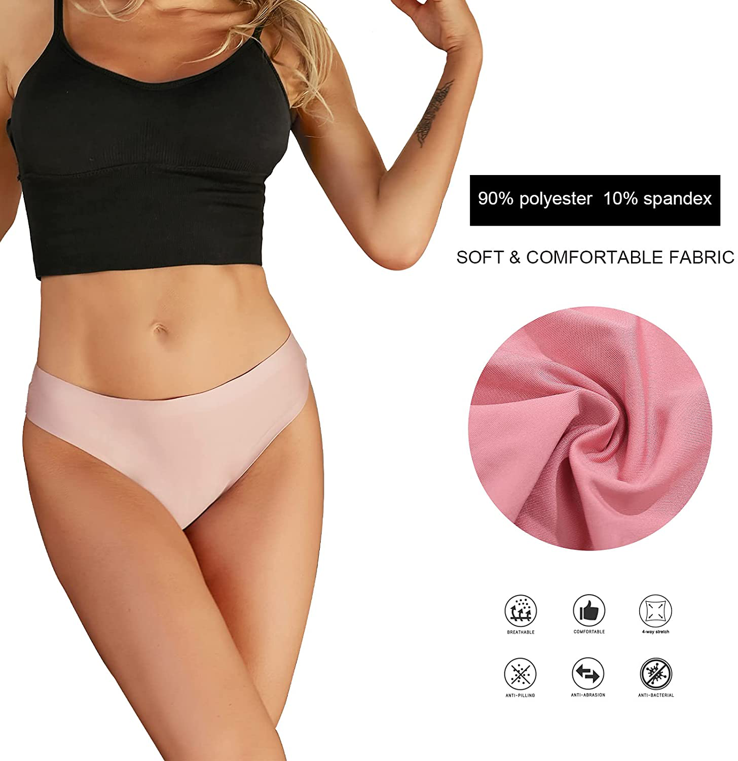 FINETOO 12 Pack Seamless Thongs for Women Breathable Floral Print Panties Invisible Hipster XS-XL Apparel & Accessories > Clothing > Underwear & Socks > Underwear FINETOO