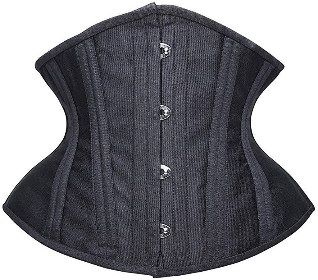SHAPERX Women'S Heavy Duty Corset Double Steel Boned Waist Trainer Corsets Underbust Body Shaper Apparel & Accessories > Clothing > Underwear & Socks > Lingerie SHAPERX Black (Short Torso) Large
