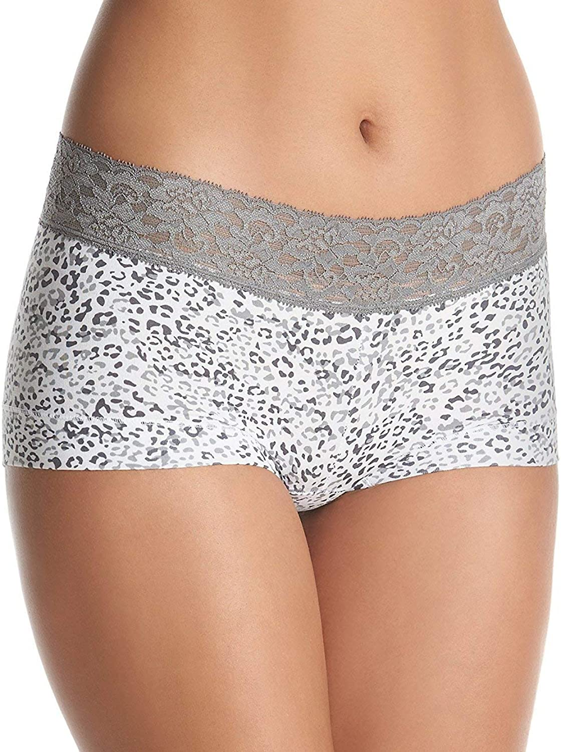 Maidenform Women'S Dream Cotton with Lace Boyshort Apparel & Accessories > Clothing > Underwear & Socks > Underwear Maidenform Grey Daze/Steel Grey 9