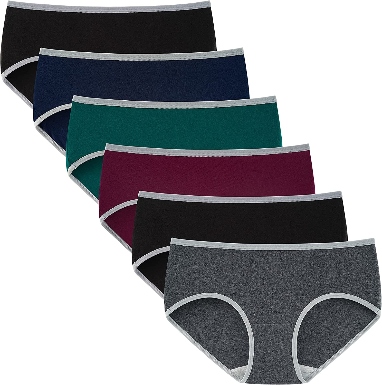 INNERSY Womens Underwear Cotton Hipster Panties Regular & plus Size 6-Pack Apparel & Accessories > Clothing > Underwear & Socks > Underwear INNERSY Contrasting Dark Vintage XX-Large