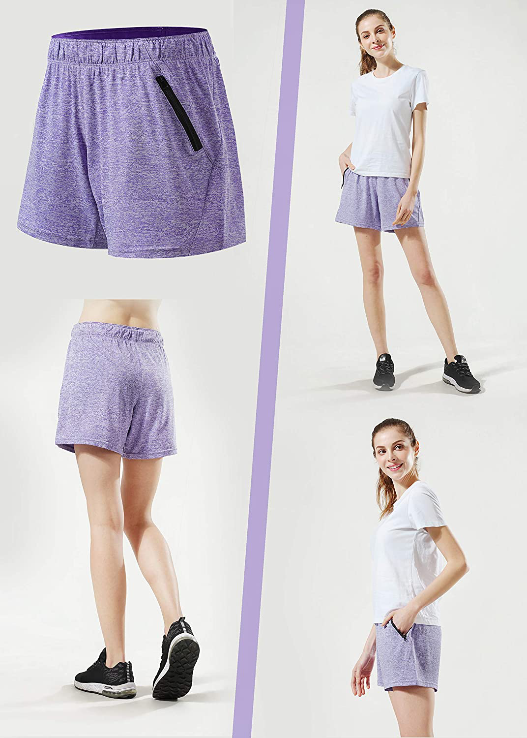 Liberty Imports 5 Pack Women'S 5" Quick Dry Yoga Training Shorts with Zipper Pockets Apparel & Accessories > Clothing > Shorts Kylie Max