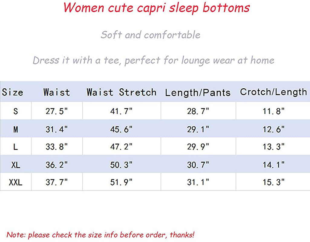 ENJOYNIGHT Women'S Capri Pajama Pants Lounge Causal Bottoms Print Sleep Pants Apparel & Accessories > Clothing > Sleepwear & Loungewear > Pajamas Kylie Max