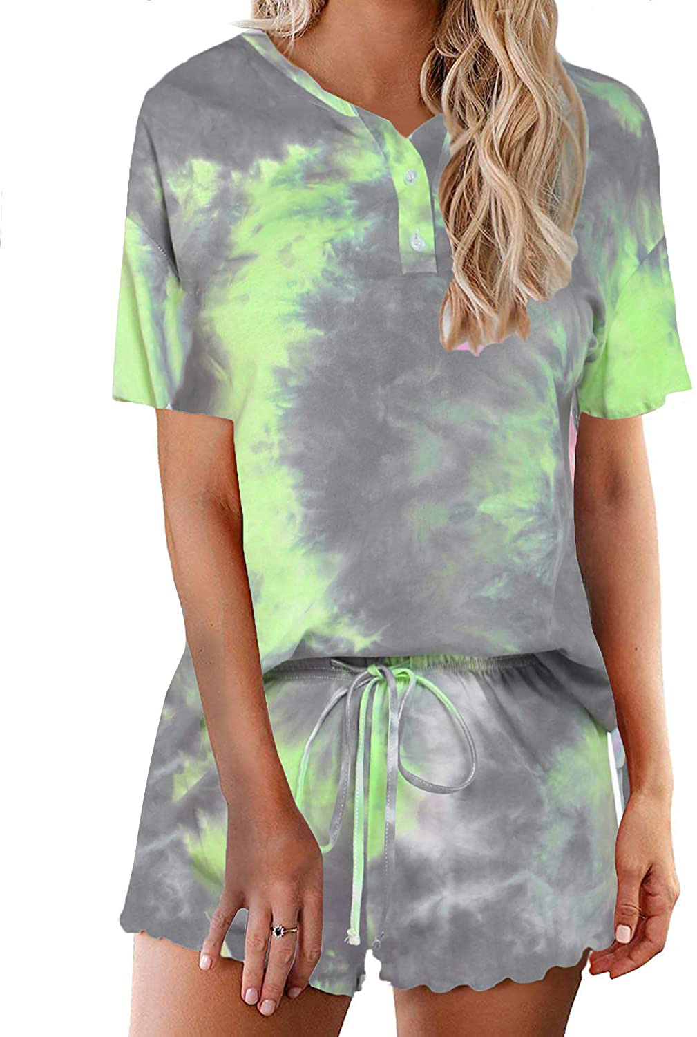 Ekouaer Tie Dye Pajamas Set Womens Loungewear Sleepwear 2 Piece PJ Sets Apparel & Accessories > Clothing > Sleepwear & Loungewear > Pajamas Ekouaer Beautiful 6 X-Large