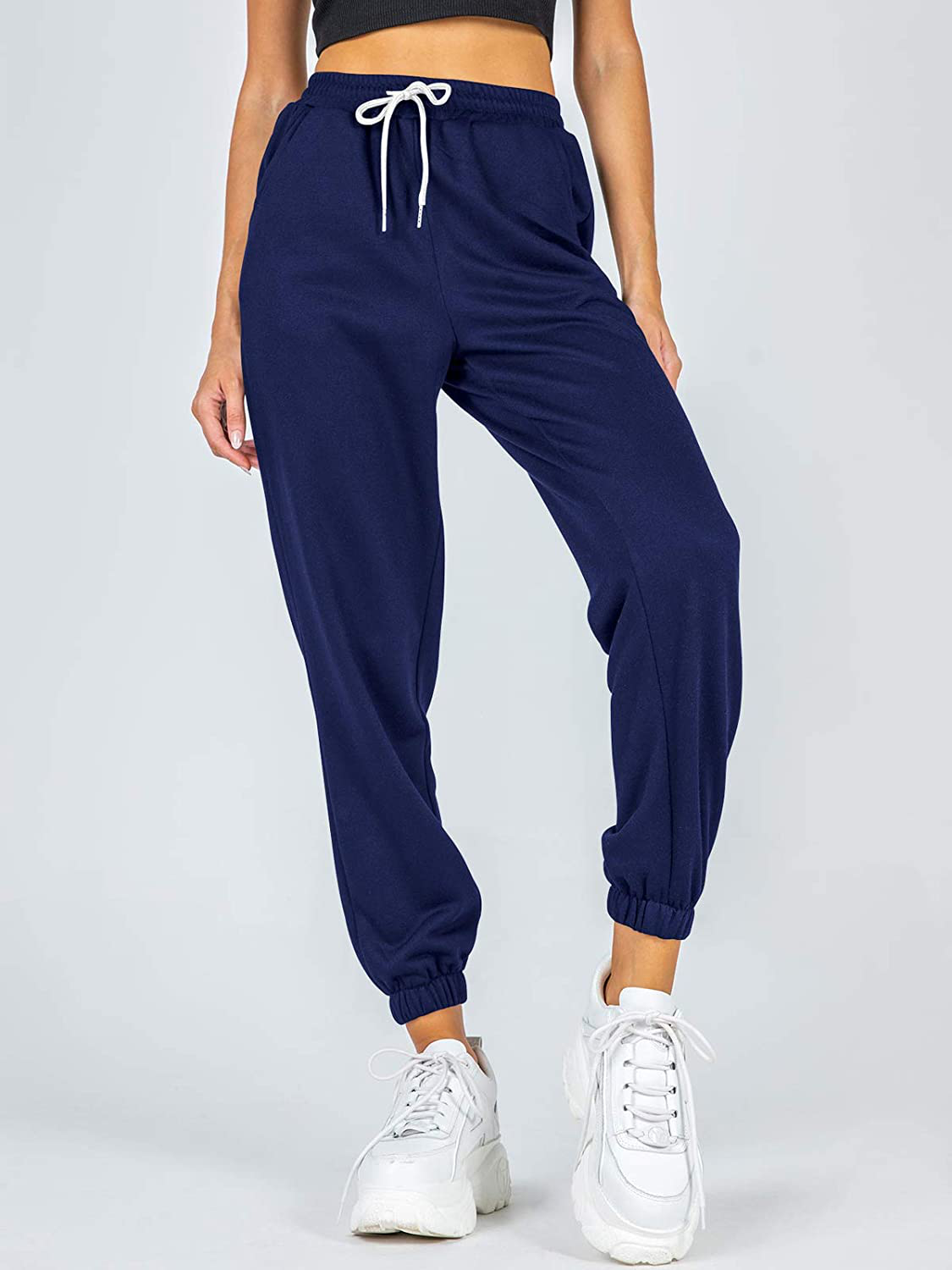 Ezymall Womens Sweatpants Comfy High Waisted Workout Athletic Lounge Joggers Pants with Pockets Apparel & Accessories > Clothing > Activewear Kylie Max