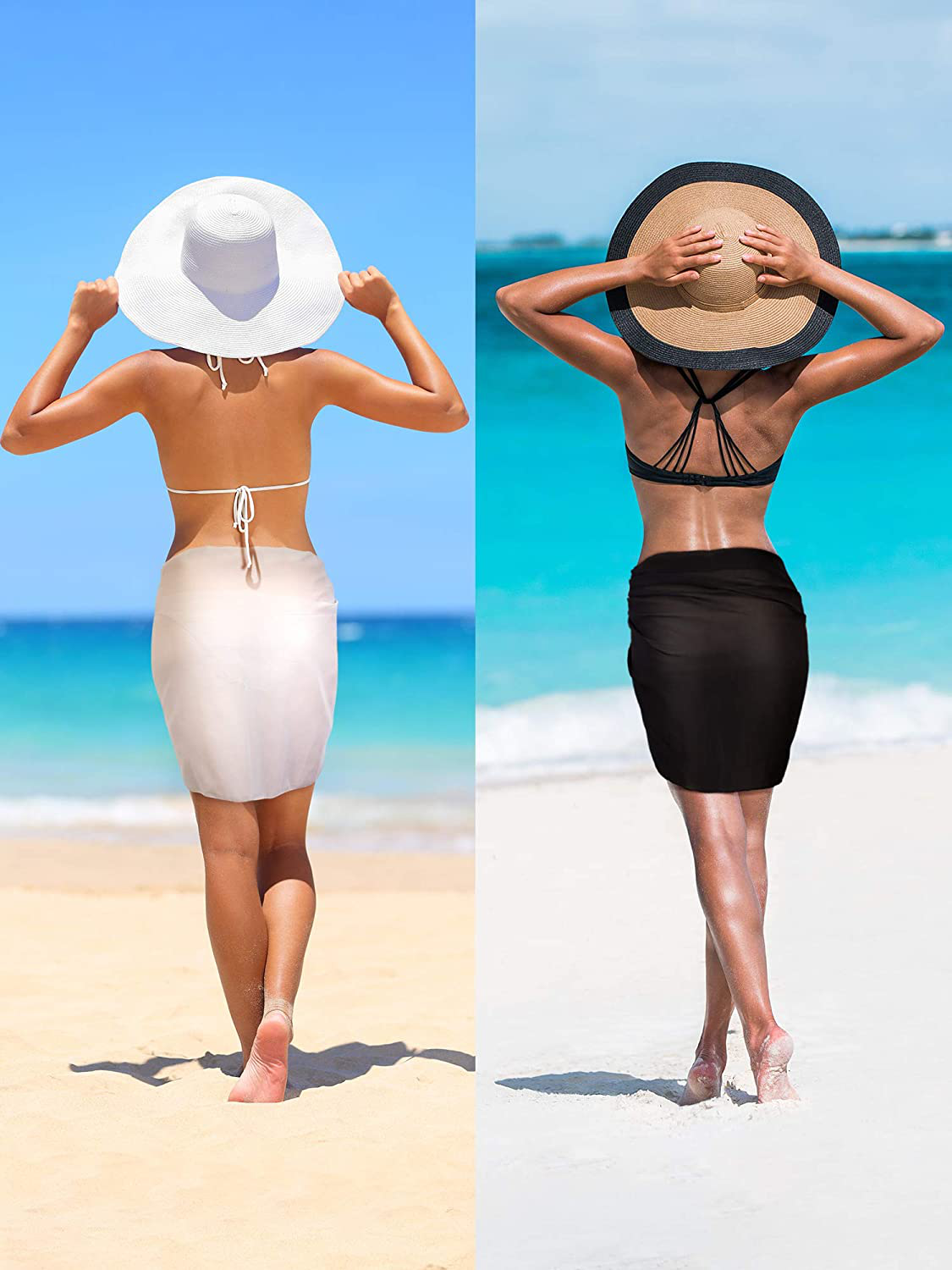 Chuangdi 2 Pieces Women Beach Wrap Sarong Cover up Chiffon Swimsuit Wrap Skirts Apparel & Accessories > Clothing > Swimwear Kylie Max