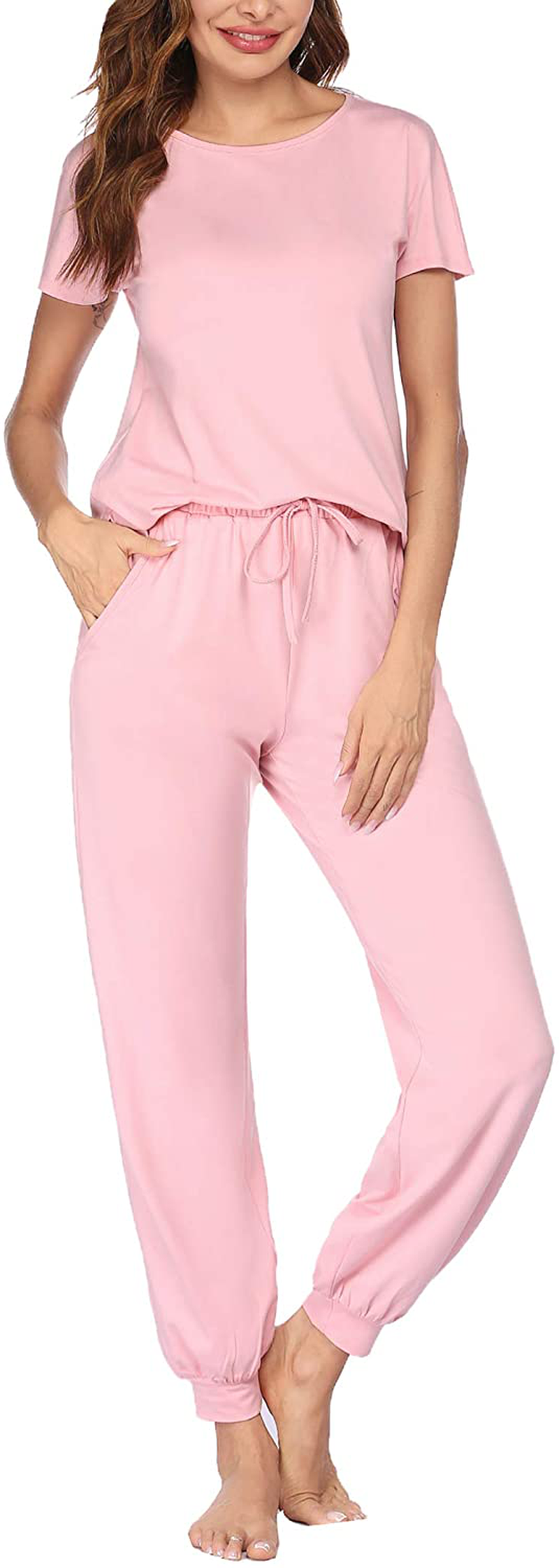 Hotouch Womens Pajamas Set Short Sleeve Cute Printed Tops and Pants 2 Piece PJ Sets Joggers Loungewear Sleepwear with Pockets Apparel & Accessories > Clothing > Sleepwear & Loungewear > Pajamas Kylie Max