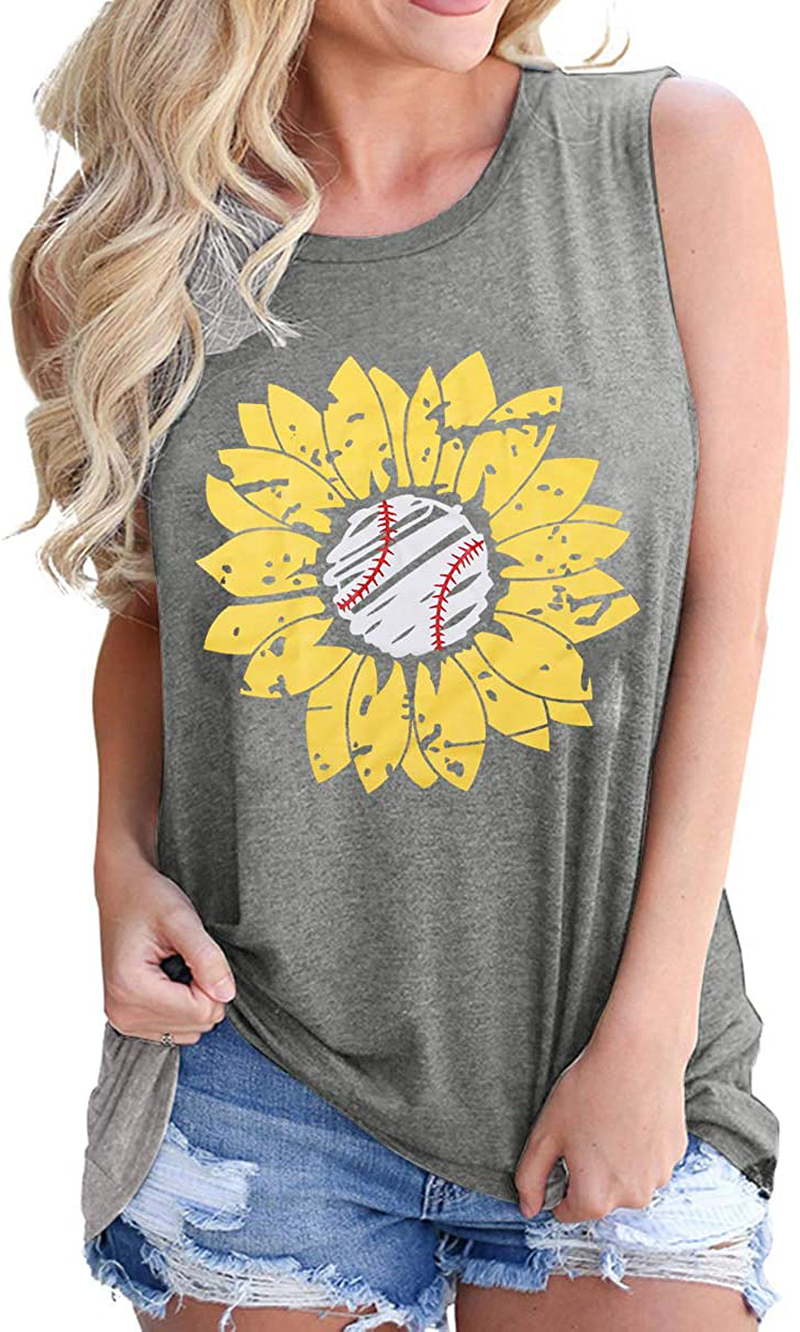 JINTING Summer Sunflower Graphic Tank Tops for Women Graphic Tank Tops Sleeveless Graphic Tee Shirts Letter Print Tank Top Apparel & Accessories > Clothing > Activewear Kylie Max