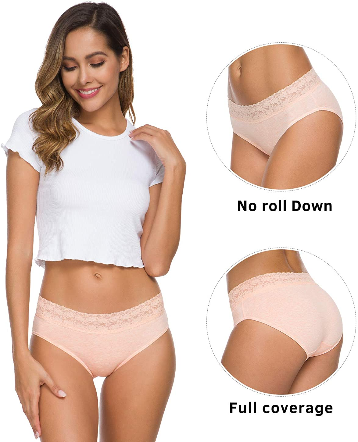 Cotton Panties for Women Bikini Underwear Hipster Underpants Lace Briefs Pack Apparel & Accessories > Clothing > Underwear & Socks > Underwear Wealurre