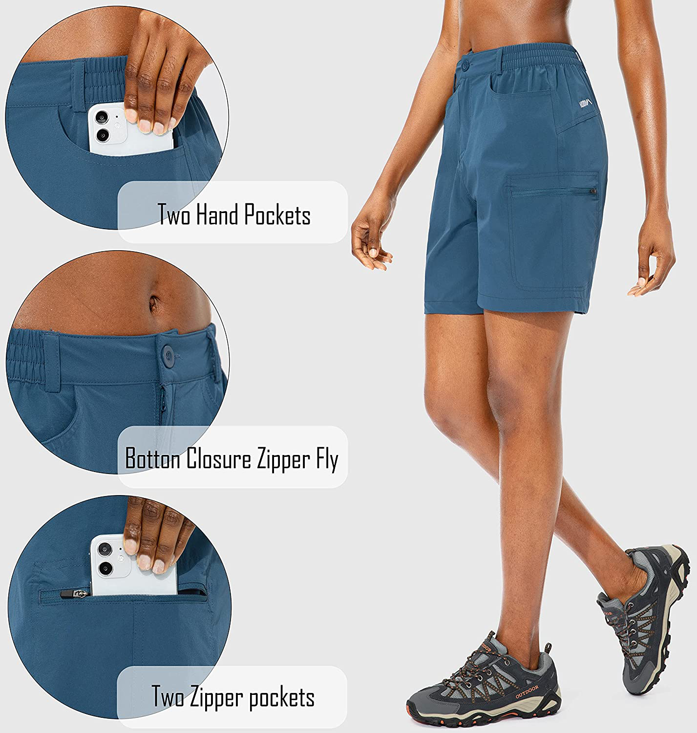 Viodia Women'S Hiking Cargo Shorts Quick Dry Stretch Lightweight Camping Shorts for Women with Zipper Pockets Apparel & Accessories > Clothing > Shorts Kylie Max