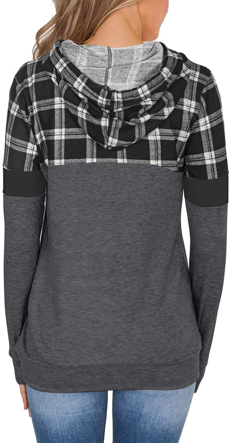 PINKMSTYLE Women'S Casual Color Block Hoodies Tops Long Sleeve Drawstring Pullover Sweatshirts with Pocket(S-Xxl) Apparel & Accessories > Clothing > Activewear Kylie Max