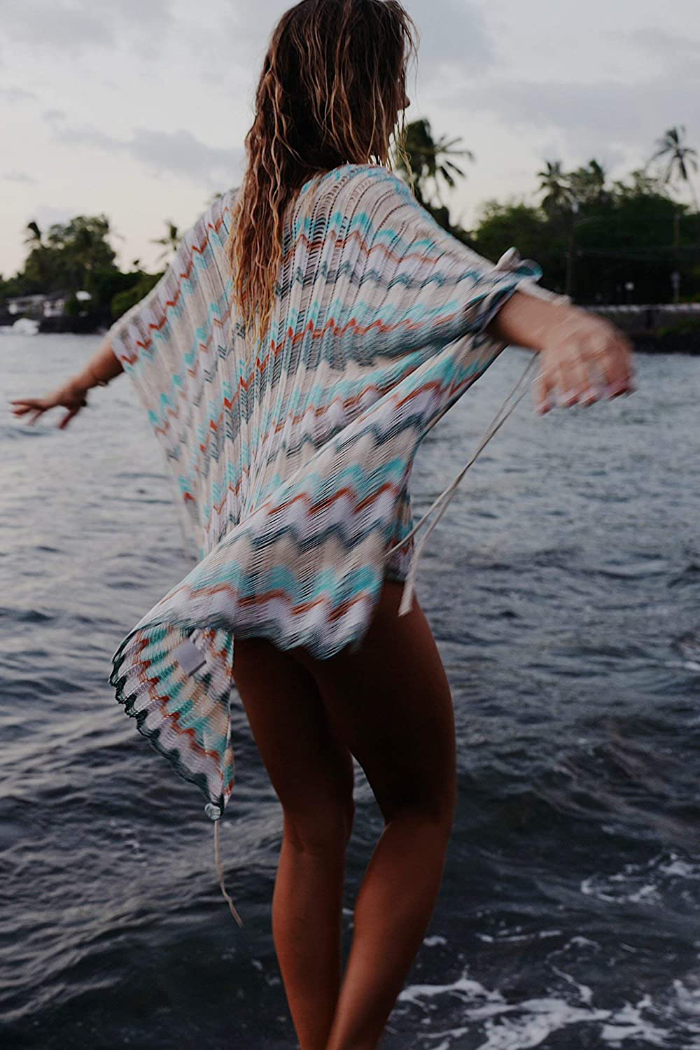 Wander Agio Beach Swimsuit for Women Sleeve Coverups Bikini Cover up Net Apparel & Accessories > Clothing > Swimwear Kylie Max