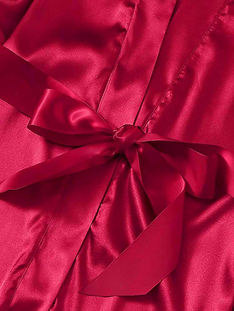 TAKOYI Women'S Sexy Lace 3 Piece Satin Robe and Pajama Set Cami Top Lingerie with Robe Camisole Shorts Apparel & Accessories > Clothing > Sleepwear & Loungewear Kylie Max