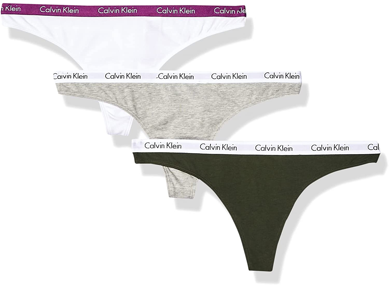 Calvin Klein Women's Carousel Logo Cotton Thong Panty Apparel & Accessories > Clothing > Underwear & Socks > Underwear Calvin Klein White/Duffel Bag/Grey Heather 3 Large