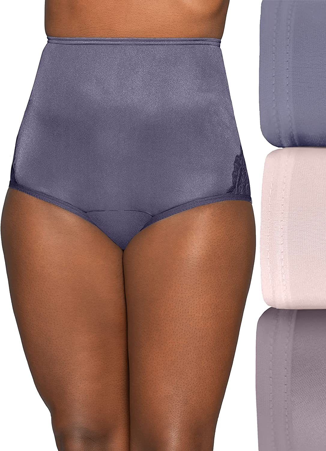 Vanity Fair Women'S Perfectly Yours Traditional Brief Panties Apparel & Accessories > Clothing > Underwear & Socks > Underwear Vanity Fair Lace Nouveau - 3 Pack - Lilac Chalk/Quartz/Rare Blue Lace Nouveau 10