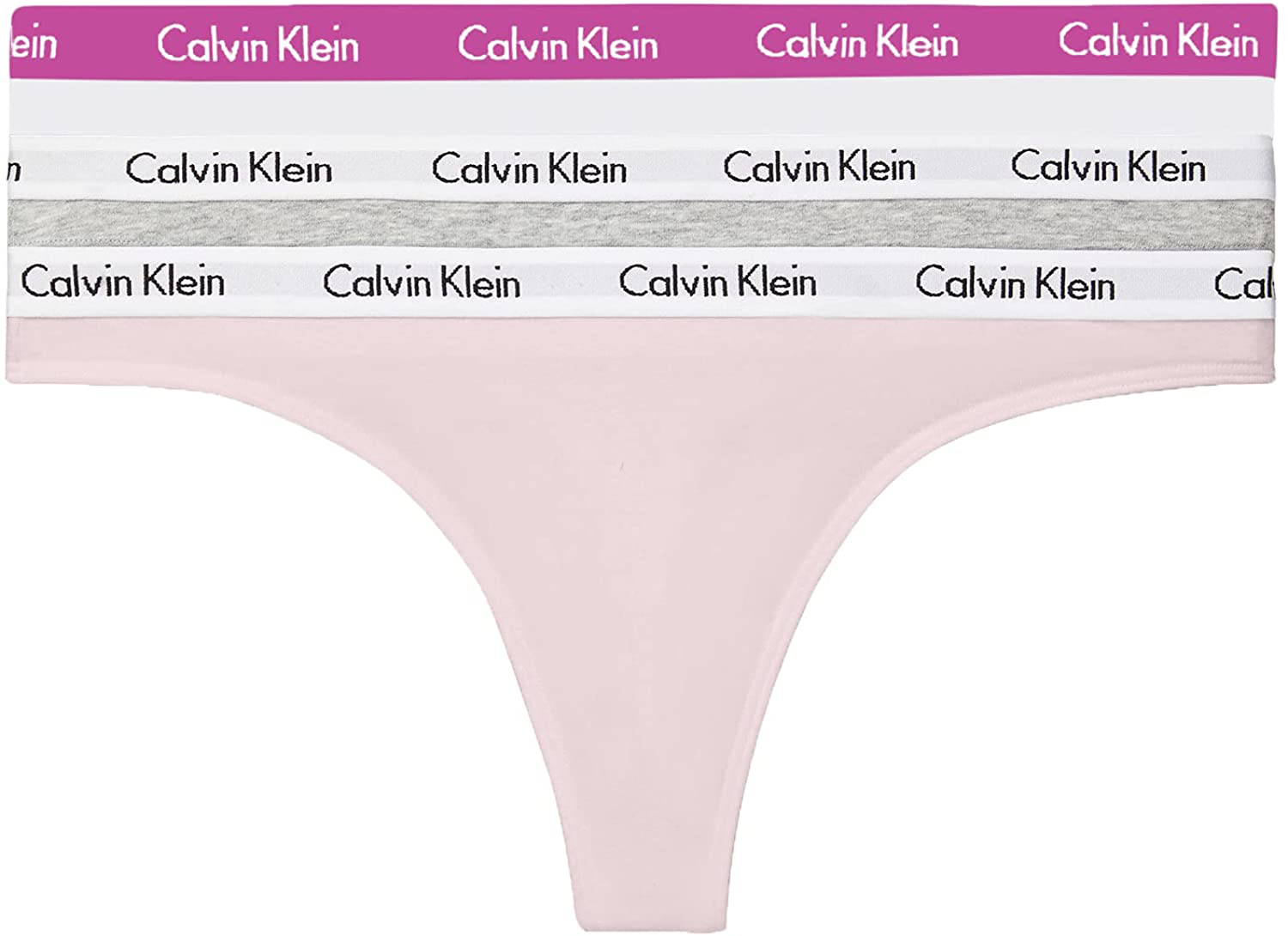 Calvin Klein Women's Carousel Logo Cotton Thong Panty Apparel & Accessories > Clothing > Underwear & Socks > Underwear Calvin Klein Bubble Gum/White/Grey Heather 3 Large