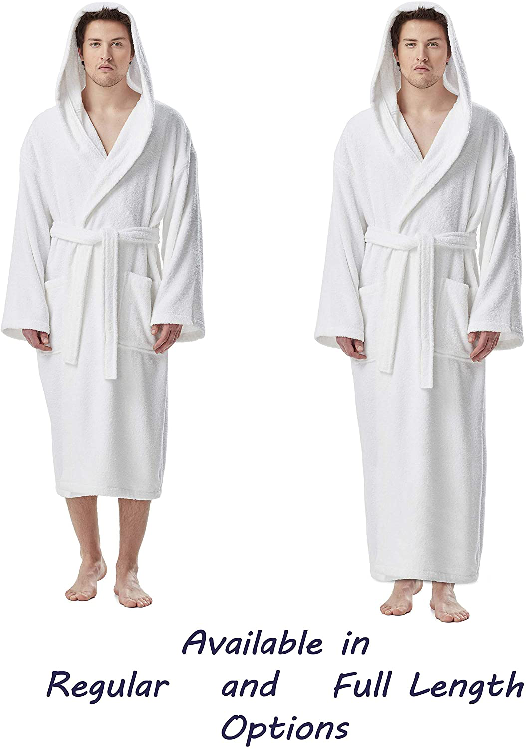 Arus Men'S Hooded Classic Bathrobe Turkish Cotton Robe with Full Length Options Apparel & Accessories > Clothing > Sleepwear & Loungewear > Robes Kylie Max