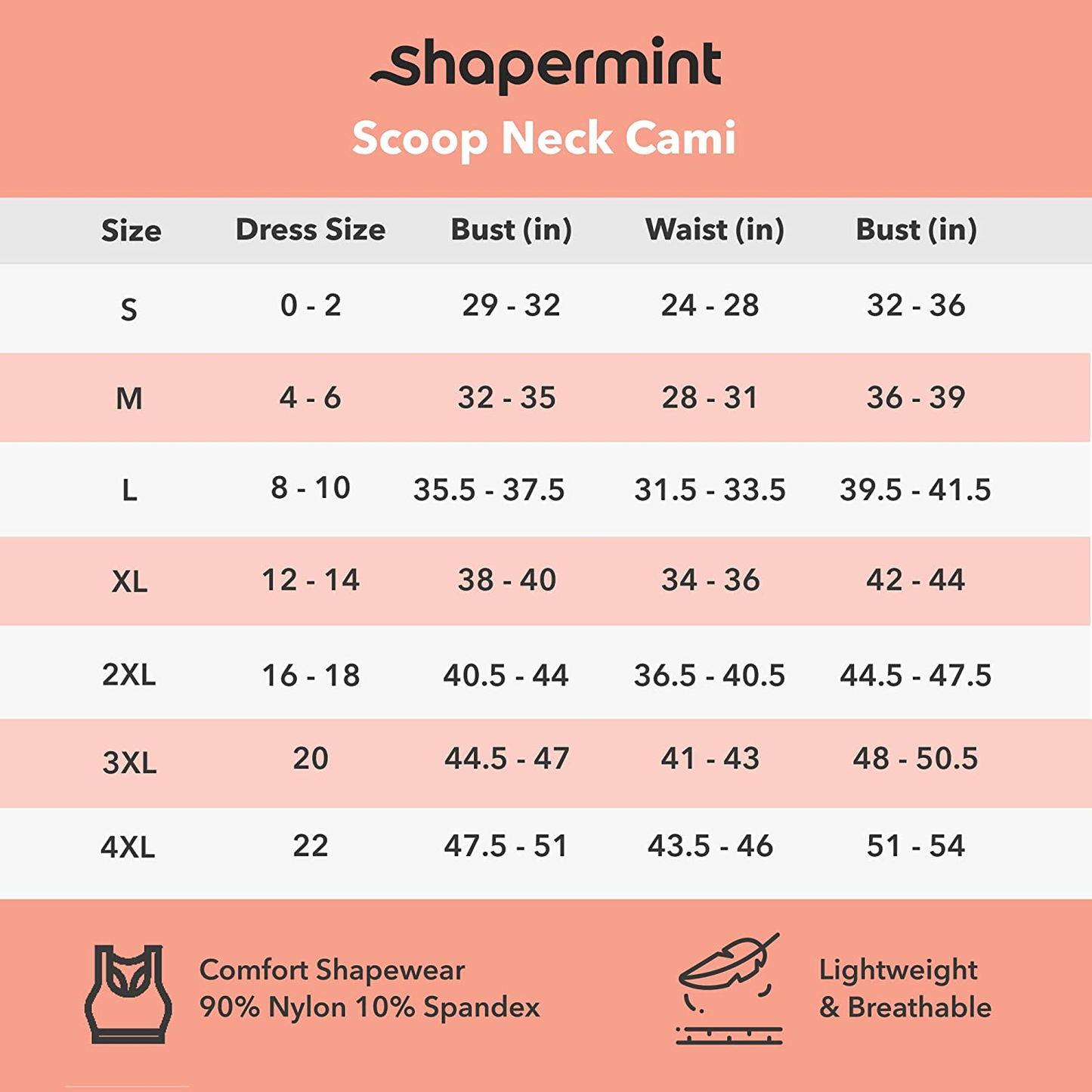 Shapermint Scoop Neck Compression Cami - Tummy and Waist Control Body Shapewear Camisole Apparel & Accessories > Clothing > Underwear & Socks > Shapewear Shapermint