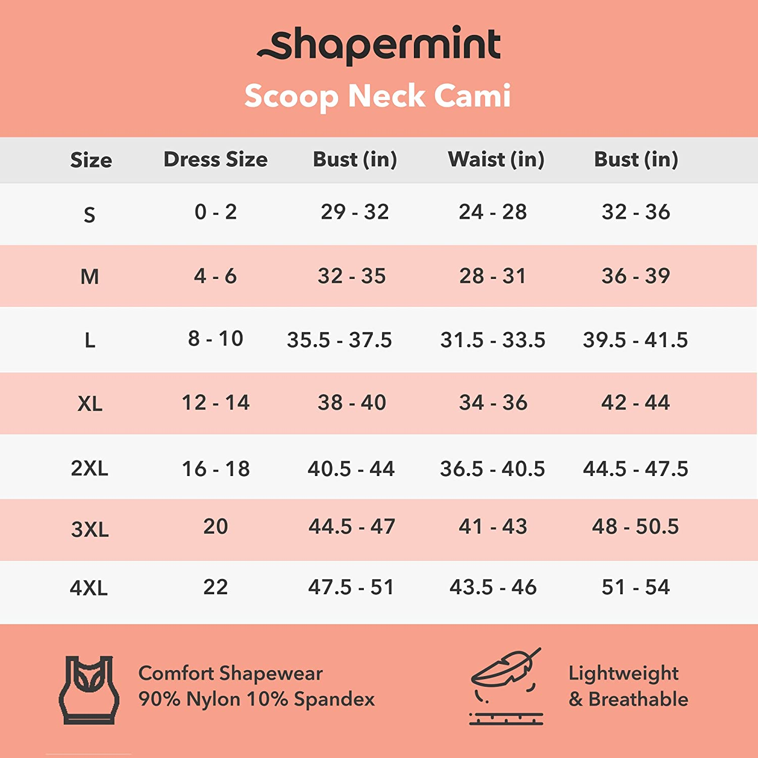 Shapermint Scoop Neck Compression Cami - Tummy and Waist Control Body Shapewear Camisole Apparel & Accessories > Clothing > Underwear & Socks > Shapewear Shapermint
