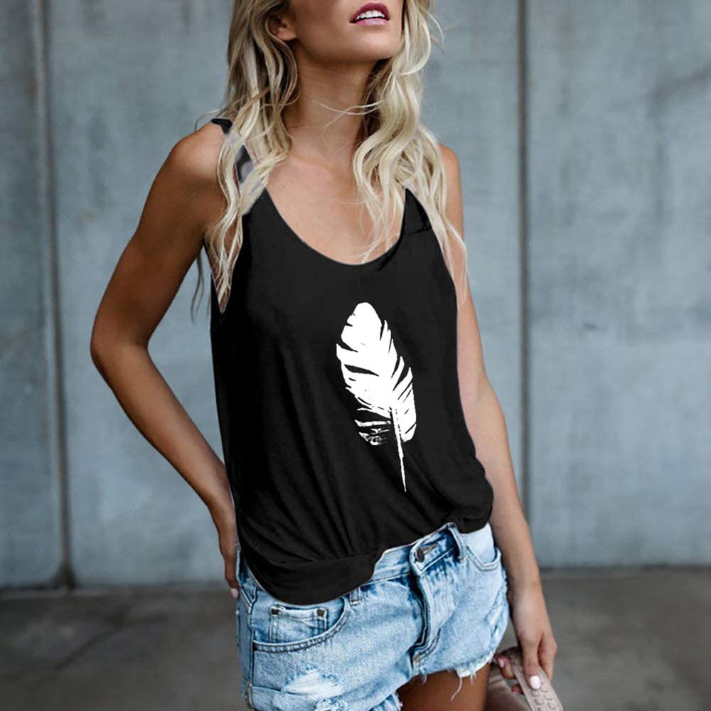 OMSJ Women Shirts Sleeveless Summer Tunic Loose Fit Tank Tops Apparel & Accessories > Clothing > Activewear Kylie Max