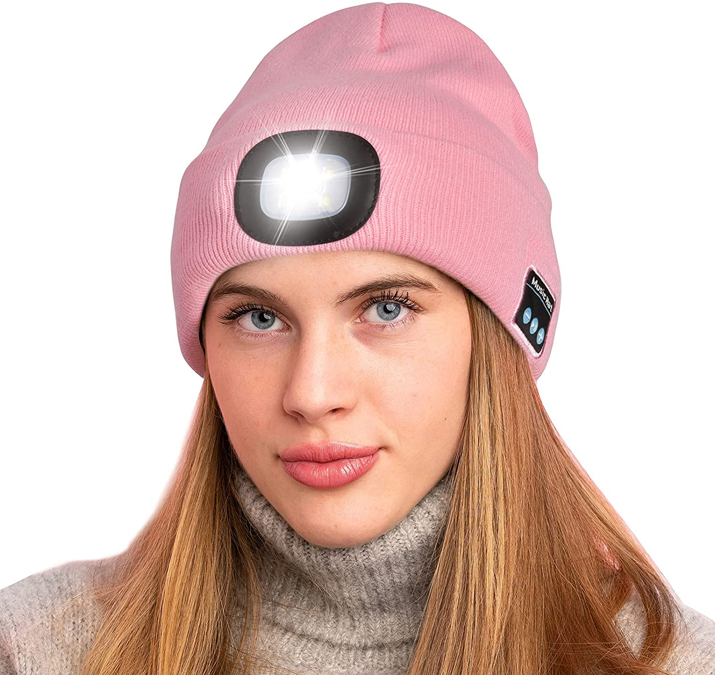 Keains Unisex Bluetooth Beanie Hat with Light, Upgraded Musical Knitted Cap with Headphone and Built-in Stereo Speakers & Mic, LED Hat for Running Hiking,Christmas Gifts for Men Women Dad Arts & Entertainment > Party & Celebration > Gift Giving Keains Pink