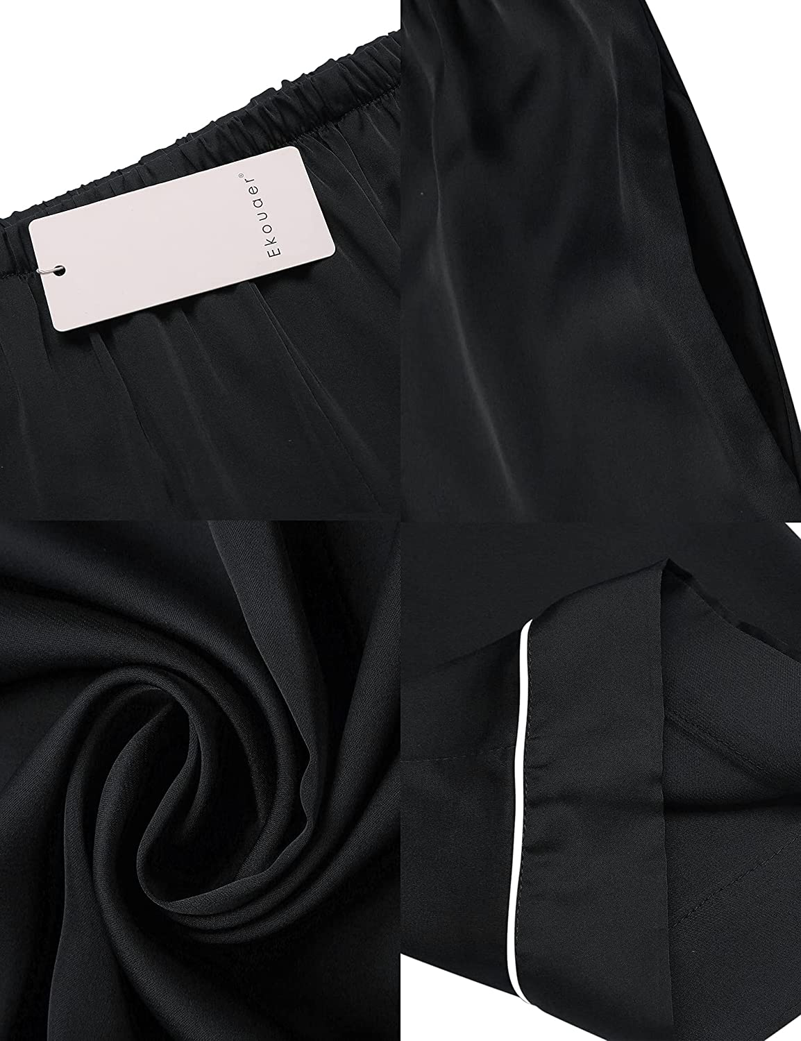 Ekouaer Silk Pajama Pants Women'S Casual Long Lounge Pants Satin Soft Sleepwear Pj Bottoms with Pockets S-XXL Apparel & Accessories > Clothing > Sleepwear & Loungewear > Pajamas Kylie Max