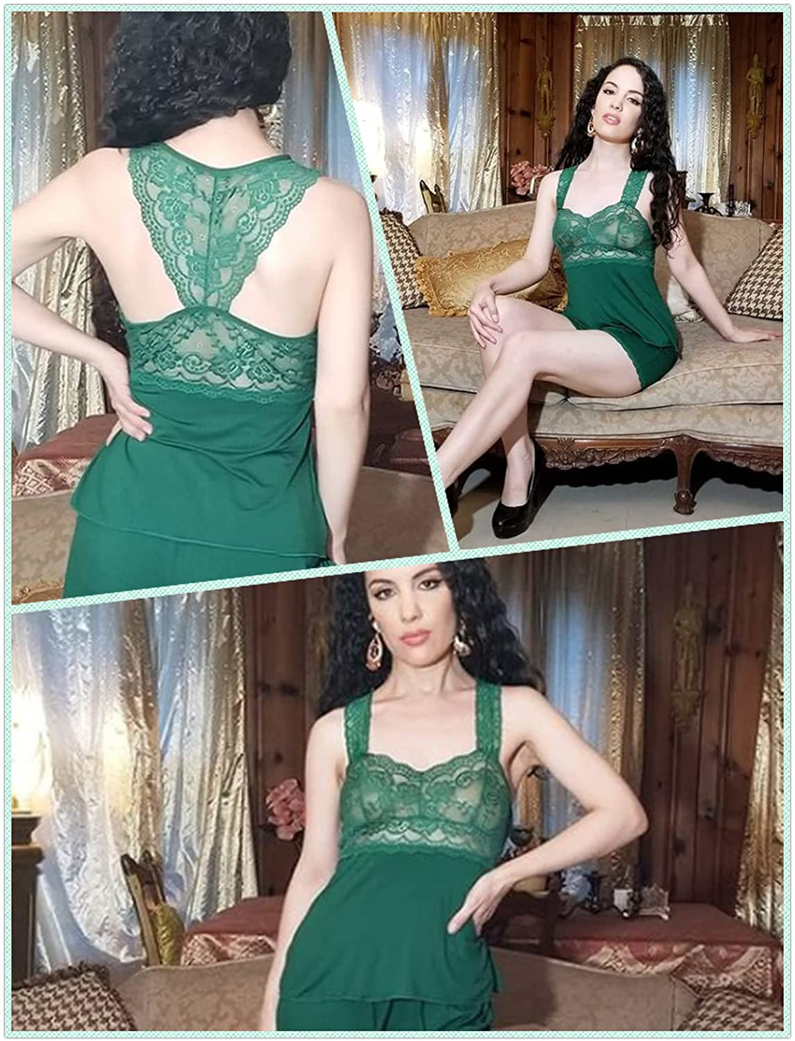 Avidlove Sexy Pajama Set for Women Sexy Lingerie Lace Sleepwear Cami Shorts Set Nightwear Apparel & Accessories > Clothing > Sleepwear & Loungewear Kylie Max