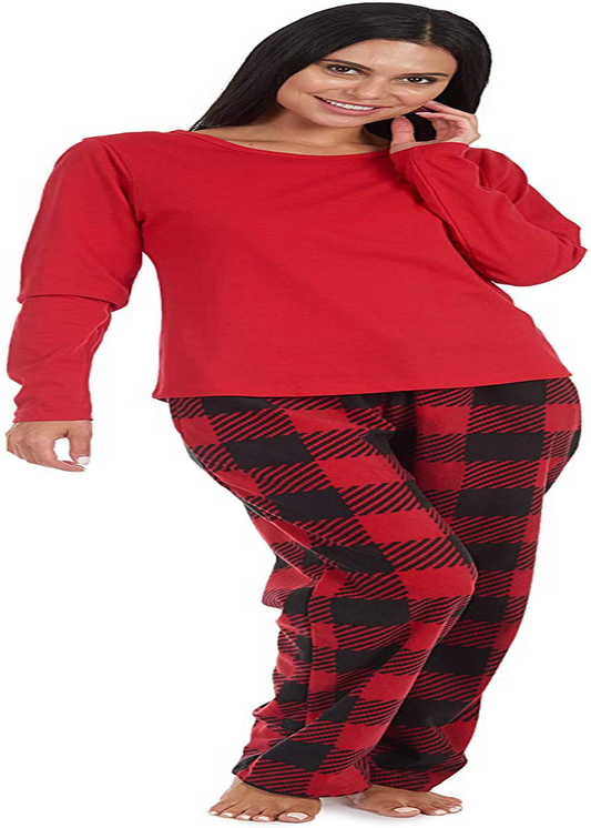 Cherokee Women's Soft Pajama Shirt and Pants Set Apparel & Accessories > Clothing > Sleepwear & Loungewear > Pajamas Cherokee Red and Black Buffalo Plaid X-Large