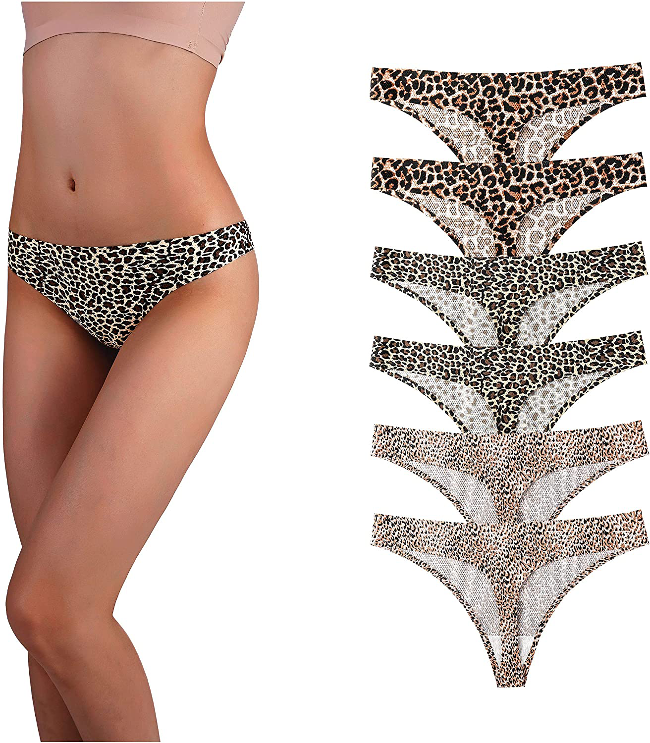 Imakokoni Seamless Thongs for Women No Show 6 Pack Women's Nylon Spandex Thong Underwear Apparel & Accessories > Clothing > Underwear & Socks > Underwear imakokoni Multi-h Large