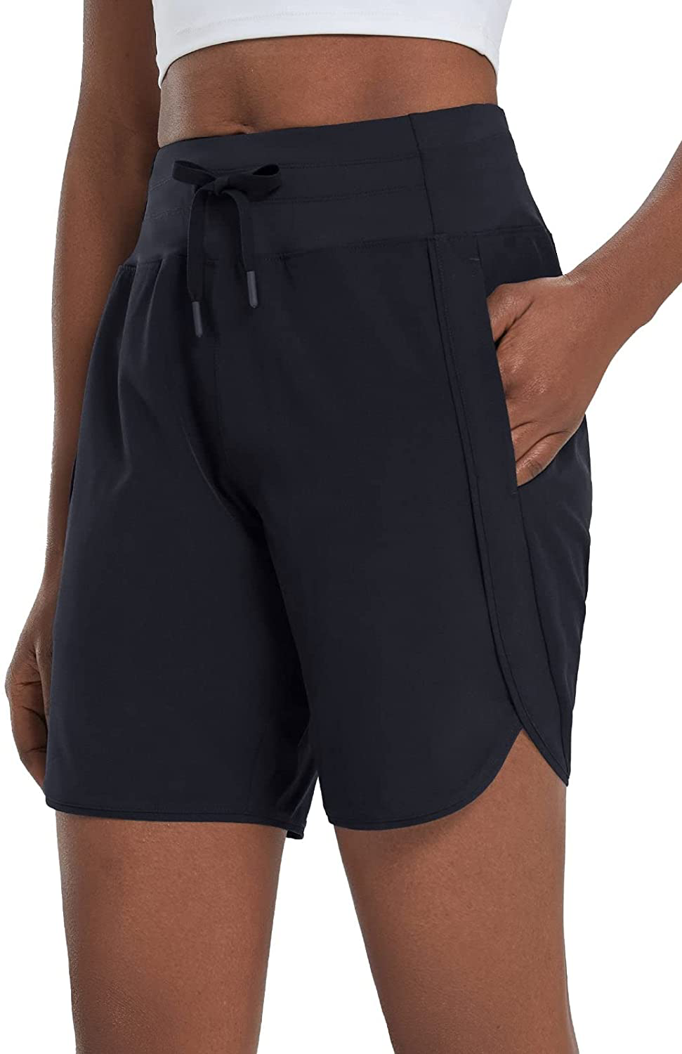 BALEAF Women'S 7" Long Shorts Lightweight for Running Workout Hiking Unlined Zipper Pocket Quick Dry Apparel & Accessories > Clothing > Shorts Kylie Max