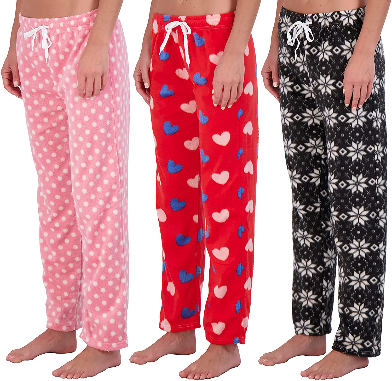 Real Essentials 3 Pack: Women’s Ultra-Soft Fleece Comfy Stretch Pajama Lounge Pants Elegant Sleepwear Apparel & Accessories > Clothing > Sleepwear & Loungewear > Pajamas Real Essentials Fleece Set D Small