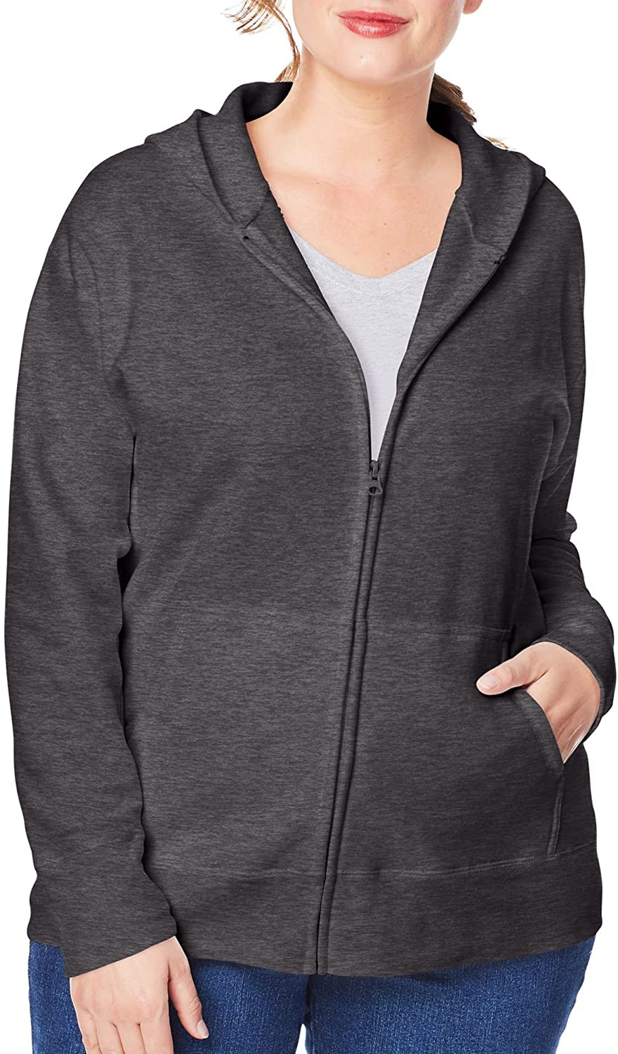 JUST MY SIZE plus Size Comfortsoft Ecosmart Fleece Full-Zip Women'S Hoodie Apparel & Accessories > Clothing > Activewear Kylie Max