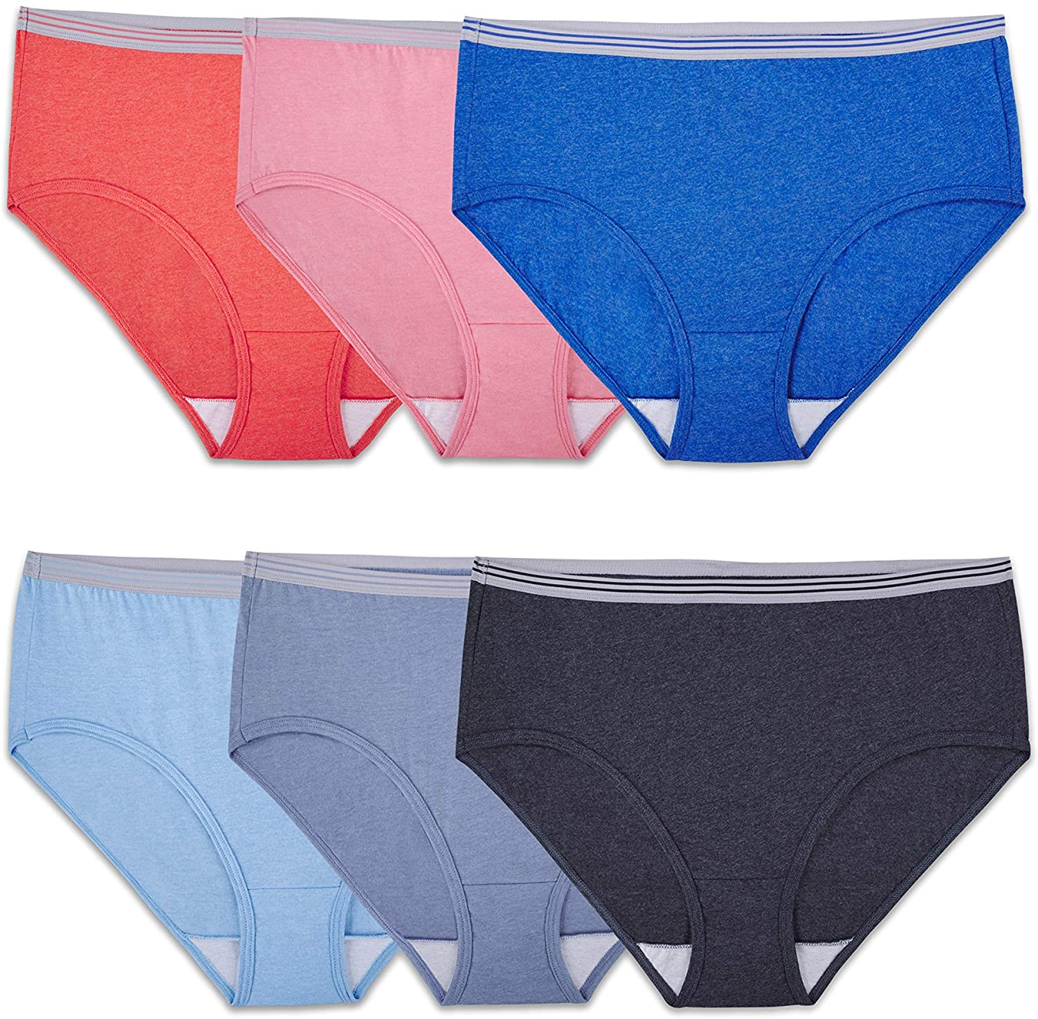 Fruit of the Loom Women'S Eversoft Cotton Brief Underwear (Regular & plus Size) Apparel & Accessories > Clothing > Underwear & Socks > Underwear Fruit of the Loom Low Rise Brief - 6 Pack - Assorted Heathers Low Rise Brief 6