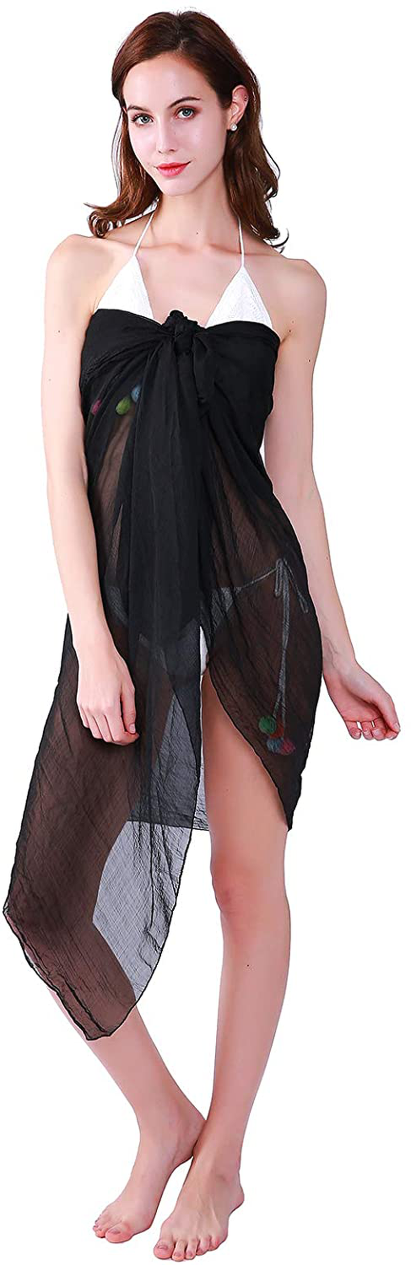 Missshorthair Womens Chiffon Beach Pareos Sarong Sheer Swimsuit Cover Ups Swimwear Bikini Wrap Apparel & Accessories > Clothing > Swimwear Kylie Max