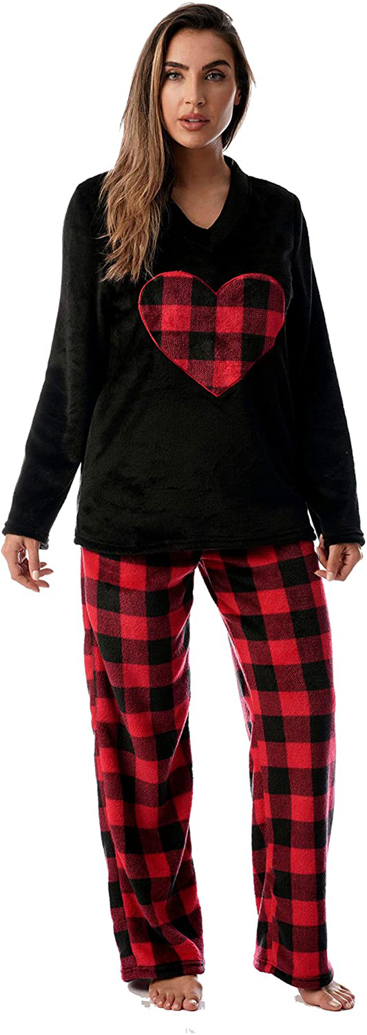 Just Love Plush Pajama Sets for Women Apparel & Accessories > Clothing > Sleepwear & Loungewear > Pajamas Just Love Black - Buffalo Plaid 3X