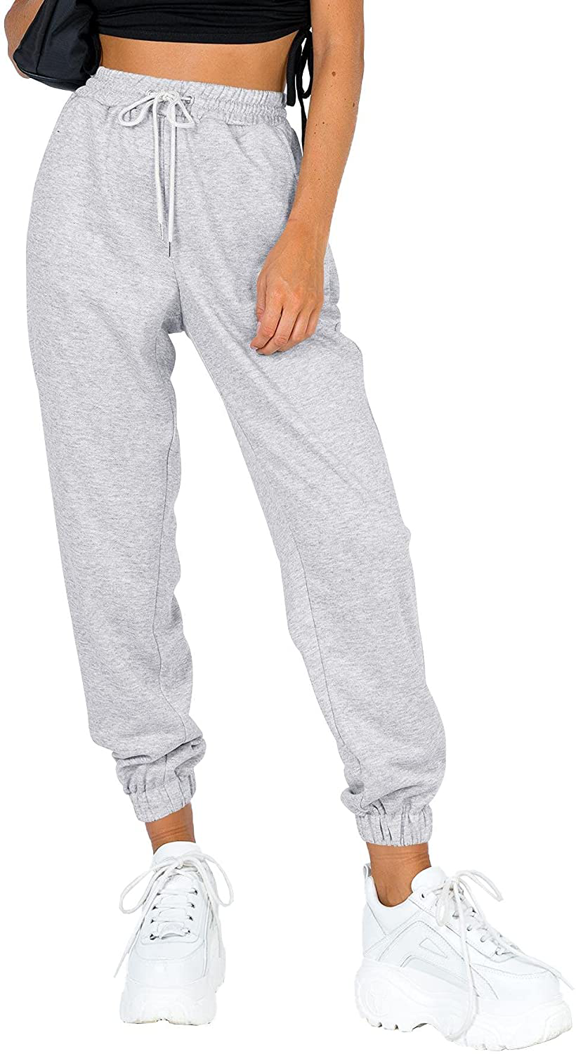Ezymall Womens Sweatpants Comfy High Waisted Workout Athletic Lounge Joggers Pants with Pockets Apparel & Accessories > Clothing > Activewear Kylie Max