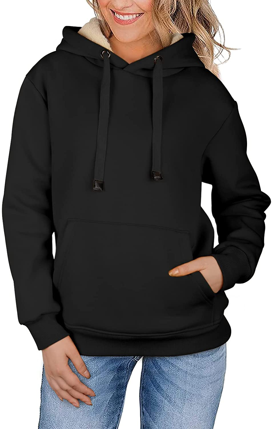 Theast Womens Winter Casual Warm Fleece Sherpa Lined Pullover Hooded Sweatshirt, Hoodies Sweatshirt for Women Apparel & Accessories > Clothing > Activewear Kylie Max