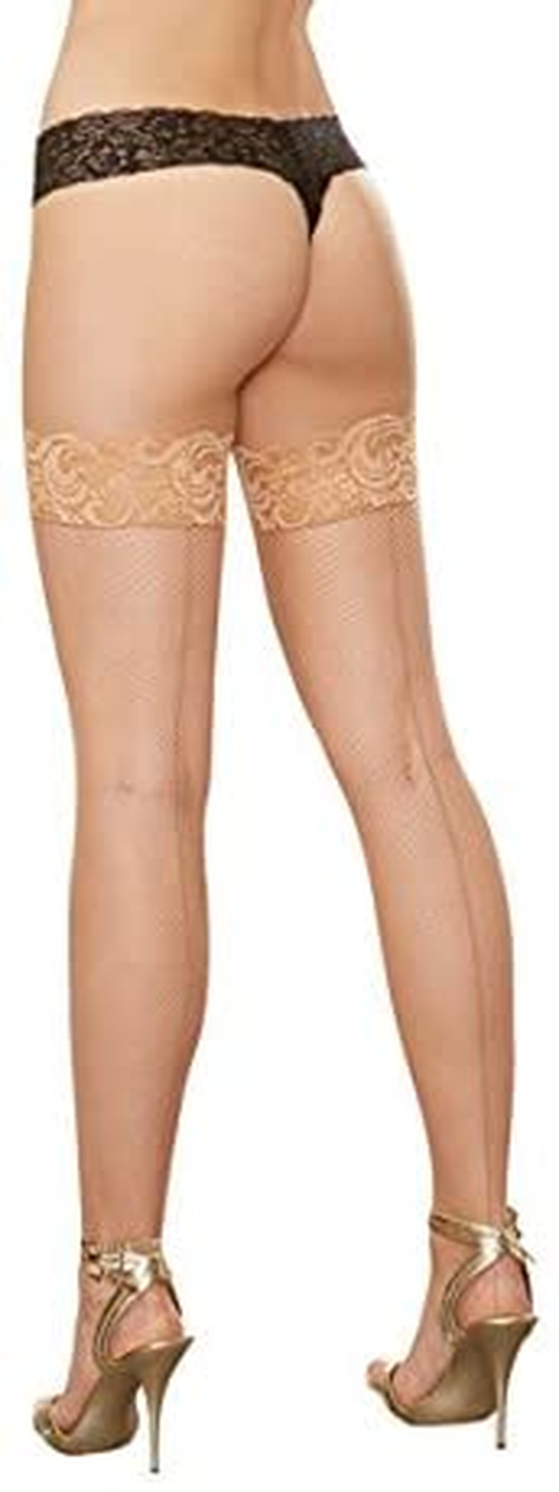 Dreamgirl Women'S Sheer Thigh-High Stockings with Silicone Lace Top Apparel & Accessories > Clothing > Underwear & Socks > Shapewear Dreamgirl