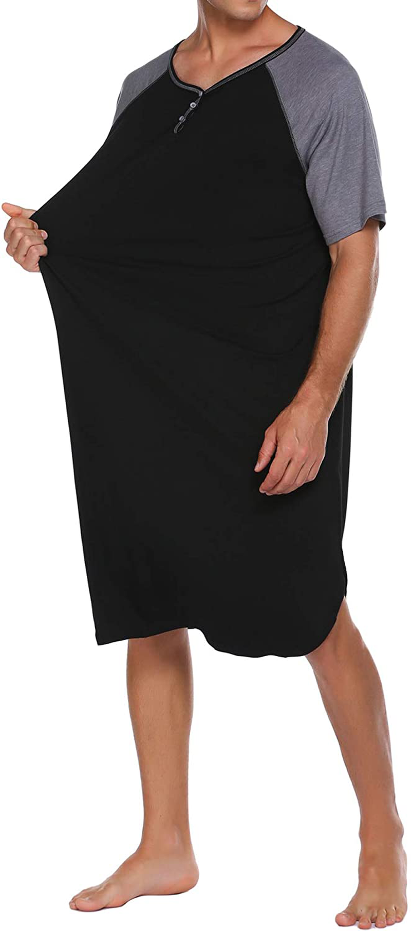 Ekouaer Sleepwear Men'S Nightshirt Short Sleeve Pajamas Comfy Big & Tall Henley Sleep Shirt M-XXXL Apparel & Accessories > Clothing > Sleepwear & Loungewear > Nightgowns Kylie Max