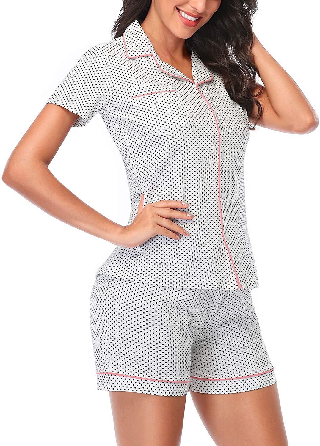 Eiggam Pajamas for Women Lounge Cotton Sleepwear Comfy Soft Long Button Down Pjs Set Pajamas Set Apparel & Accessories > Clothing > Sleepwear & Loungewear > Pajamas Eiggam