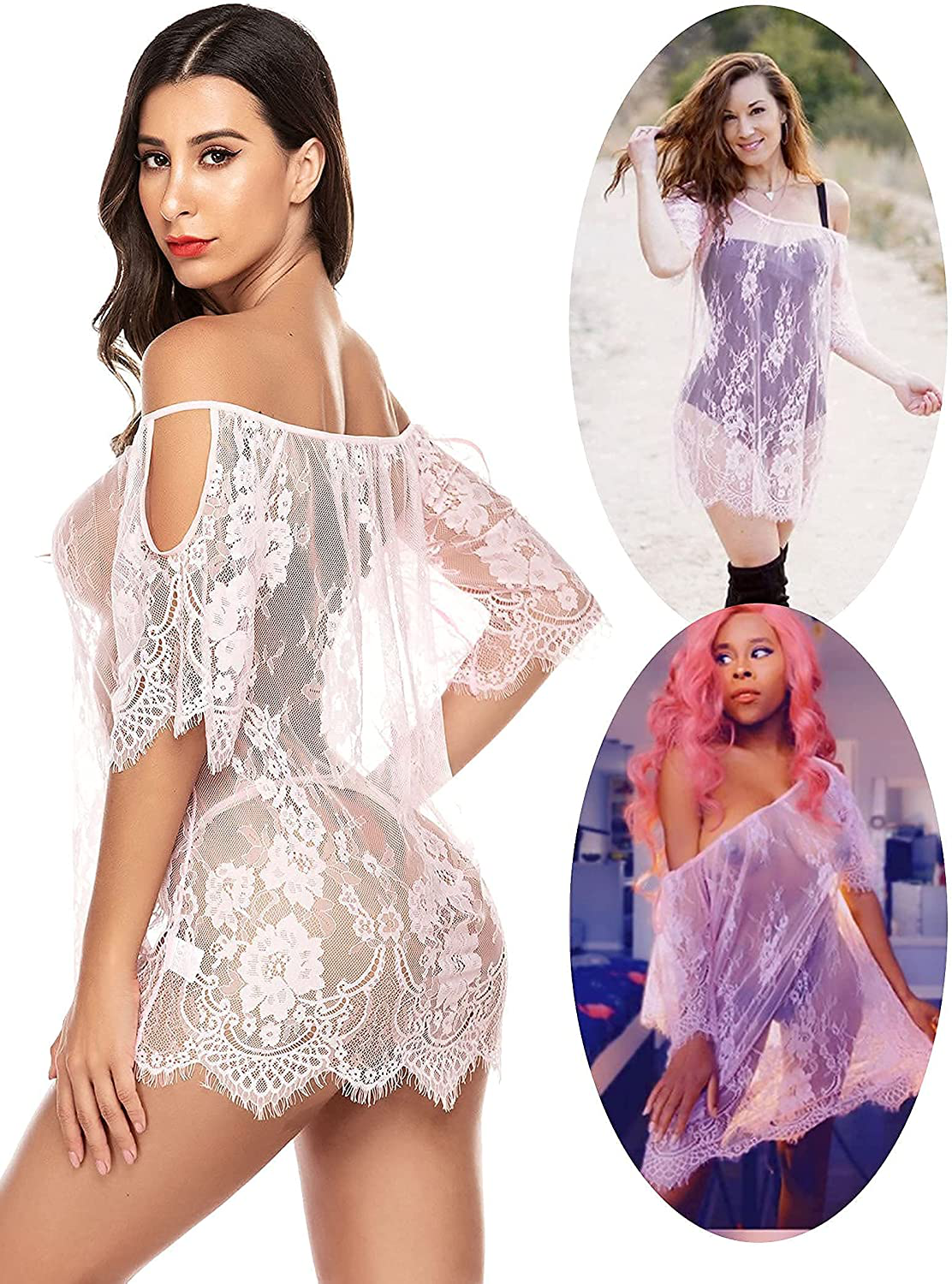Avidlove Women Chemises Lace Smock Lingerie Mini Babydoll Lingerie Sleepwear S-4XL Apparel & Accessories > Clothing > Underwear & Socks > Lingerie Kylie Max
