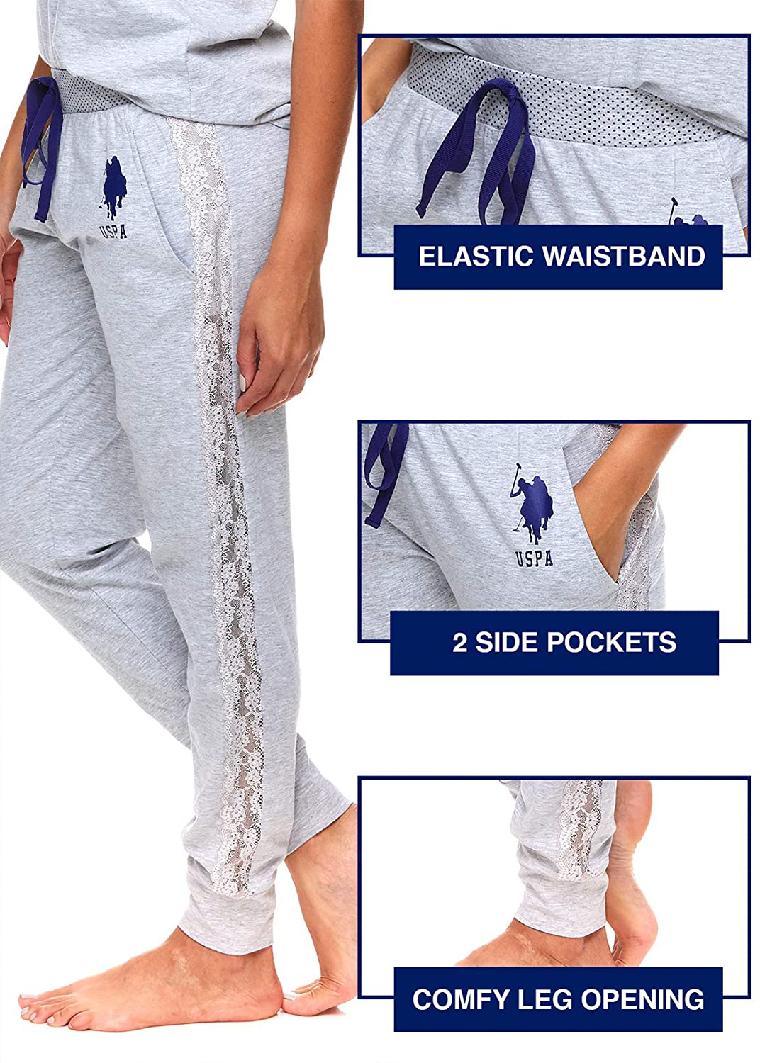 U.S. Polo Assn. Womens Pajama Set with Pockets - Short Sleeve Shirt and Pajama Pants Pj Set Apparel & Accessories > Clothing > Sleepwear & Loungewear > Pajamas U.S. Polo Assn.