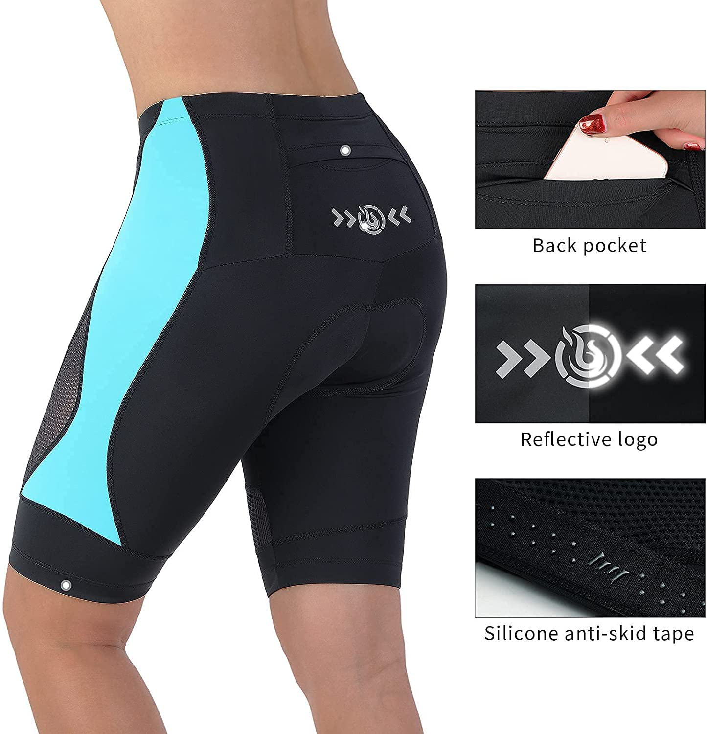 Beroy Bike Shorts Women 3D Gel Padded with Pocket Indoor- Outdoor Cycling Spining - Shorts Apparel & Accessories > Clothing > Shorts Kylie Max