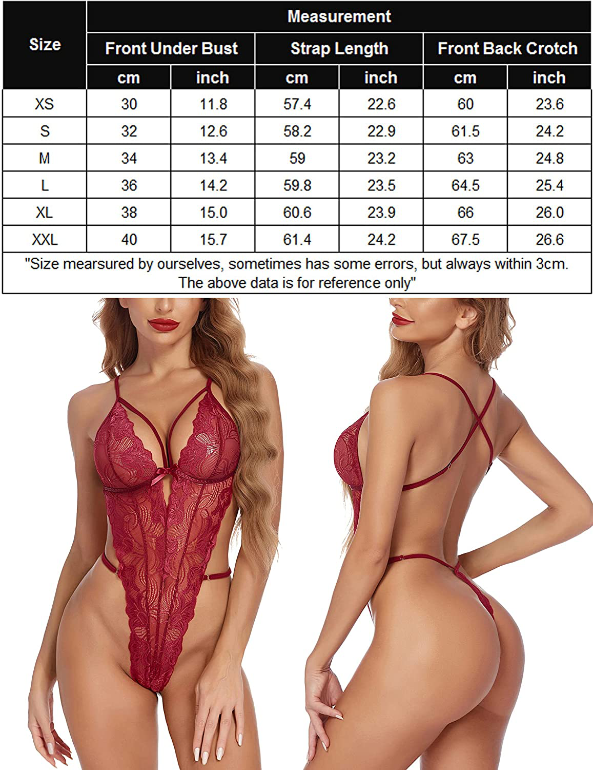 Avidlove Women One Piece Lingerie Sexy Deep V Teddy Lace Bodysuit Apparel & Accessories > Clothing > Underwear & Socks > Lingerie Avidlove