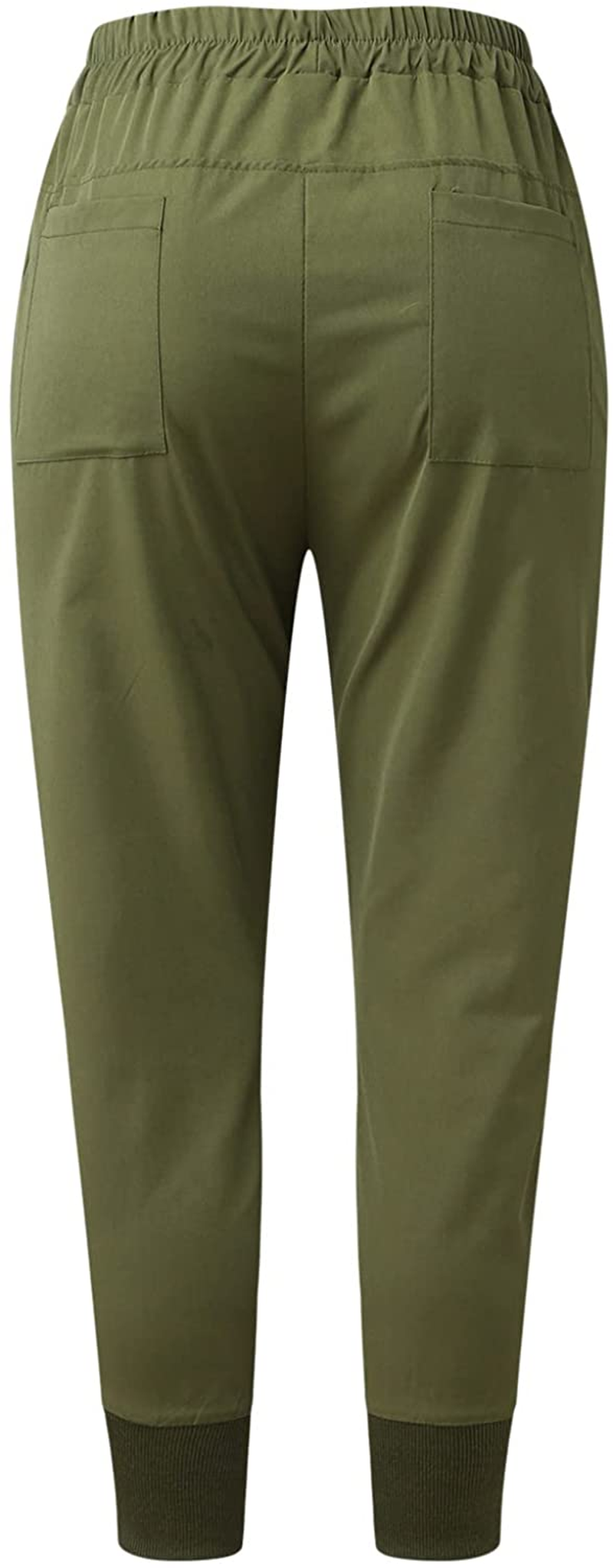 Burband Womens Cotton Elastic Waist Tactical Joggers Pants Cargo Sweatpants with Pockets Hiking Linen Yoga Lounge Trousers Apparel & Accessories > Clothing > Underwear & Socks > Shapewear Burband