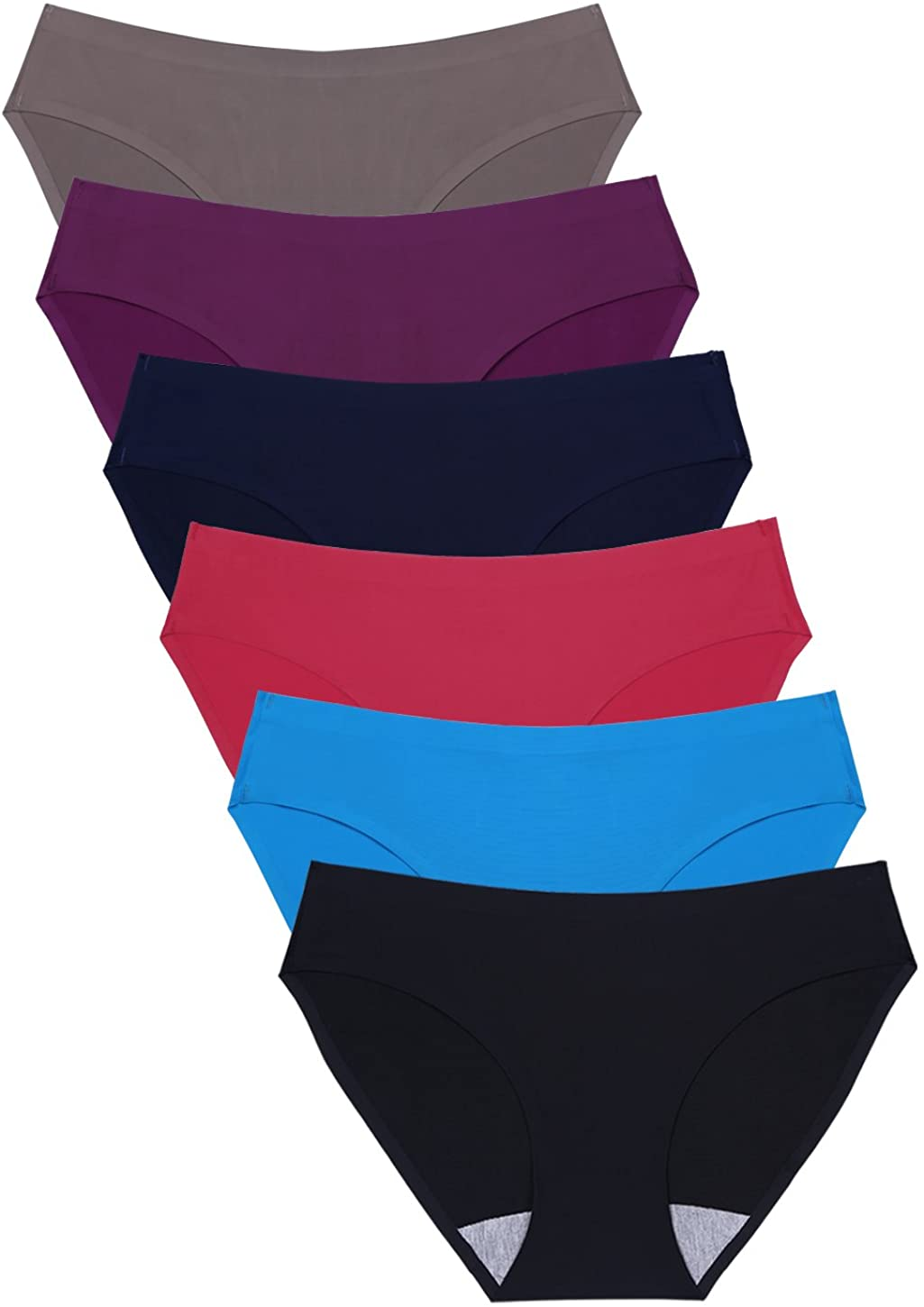 Wealurre Seamless Underwear Invisible Bikini No Show Nylon Spandex Women Panties Apparel & Accessories > Clothing > Underwear & Socks > Underwear Wealurre Br/Wr/Db/R/Bl/B Small